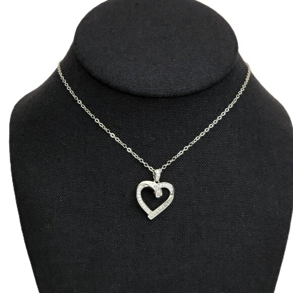 925 Sterling Silver 18" Womens 1ct Diamond Heart Pendant Necklace Ladies Jewelry - Picture 2 of 7